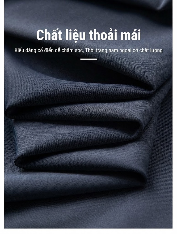 Quần Tây Nam Dáng Suông Lớn, Thoáng Mát, Chống Nhăn Màu Đen, Xanh Navy chi tiết 1