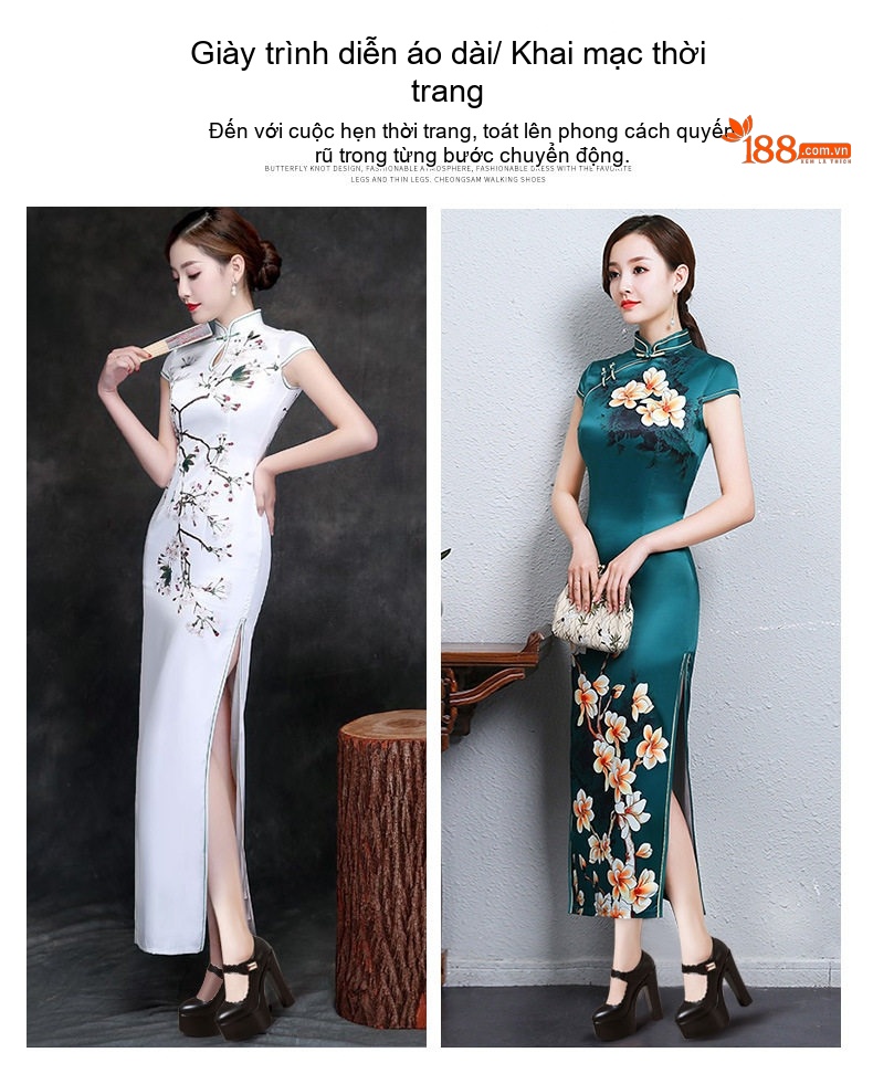 Giày Cao Gót Nữ Đế Xuồng 15cm Quai Ngang Mũi Nhọn Phong Cách Vintage Màu Đen, Bạc, Trắng, Đỏ... chi tiết 2