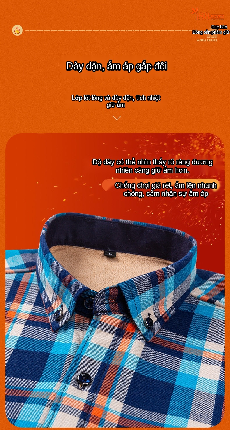 Áo Sơ Mi Nam Ca Rô Lông Cừu Non Cotton Dày Dặn Giữ Ấm Màu Đen, Đỏ, Xanh Dương, Xanh Lá... chi tiết 19