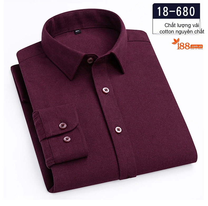 Áo Sơ Mi Nam Tay Dài Cotton Mài Lông Màu Xám, Đỏ, Xanh Dương, Xanh Lá... chi tiết 8