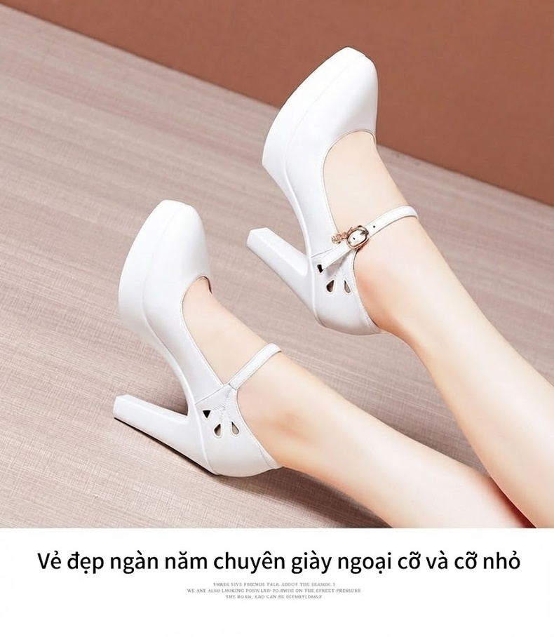 Giày Cao Gót Nữ Da Thật Mũi Nhọn Chiều Cao Đế Khoảng 7cm Màu Trắng, Đen, Đỏ chi tiết 10