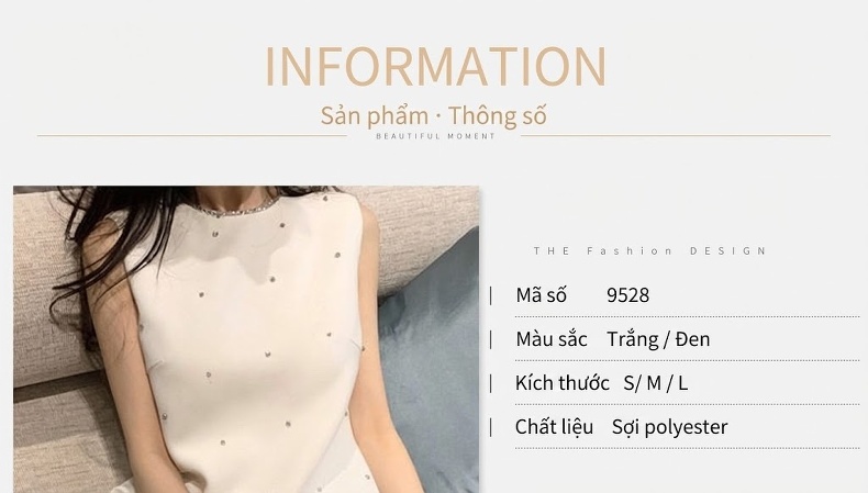 Váy liền thân Nữ Không Tay Đính Cườm Sang Trọng Màu Đen, Trắng chi tiết 1
