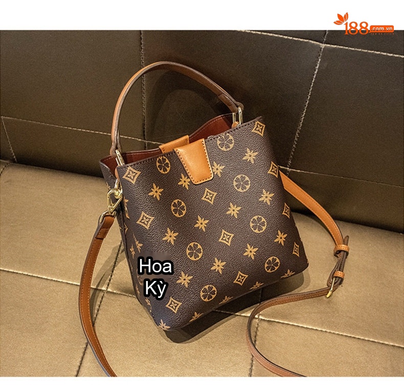Túi Đeo Chéo/Xách Tay Nữ Hình Thùng Nước In Họa Tiết Thời Trang Màu Nâu chi tiết 16