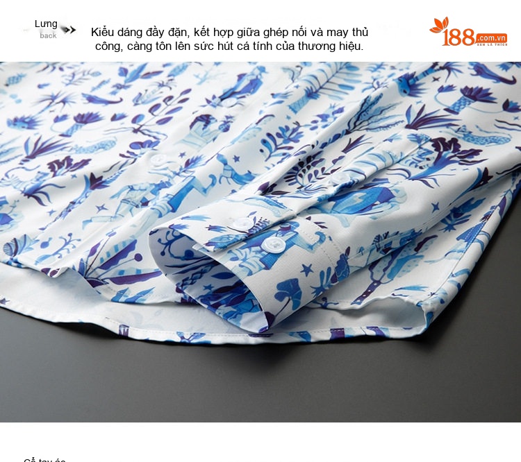 Áo Sơ Mi Dài Tay Nam In Hình Phong Cảnh Biển Xanh, Sao Trắng Phong Cách Âu Mỹ chi tiết 11