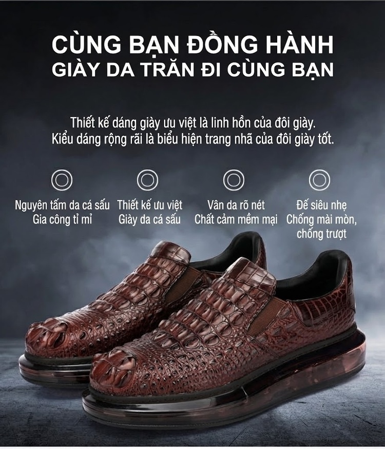 Giày Lười Nam Vân Cá Sấu Thời Trang Chiều Cao Đế Khoảng 4cm Màu Nâu chi tiết 1