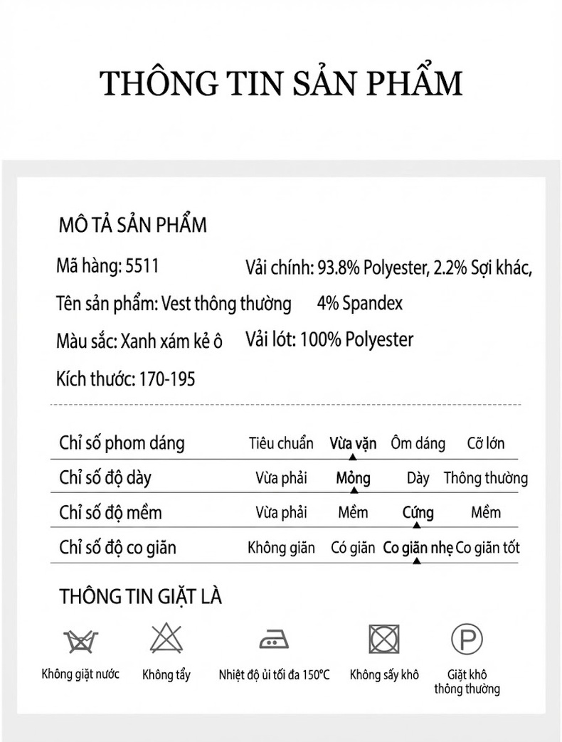 Áo Vest Nam Kẻ Sọc Xanh Xám Kiểu Hàn Quốc chi tiết 11