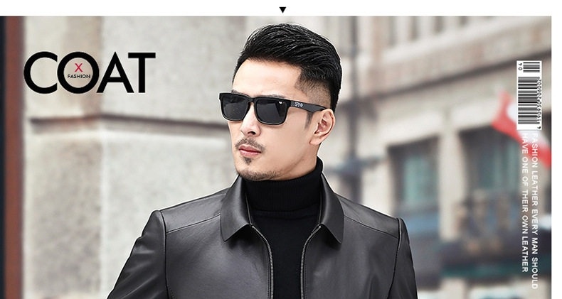 Áo Khoác Da Cừu Nam Dáng Ngắn Cổ Bẻ Slim Fit Phong Cách Doanh Nhân Màu Đen chi tiết 1