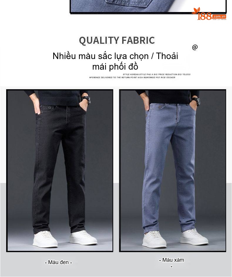 Quần Dài Nam Cotton Thun Co Giãn Dáng Suông Rộng Phong Cách Công Sở Màu Đen, Xám, Nâu, Xanh chi tiết 9