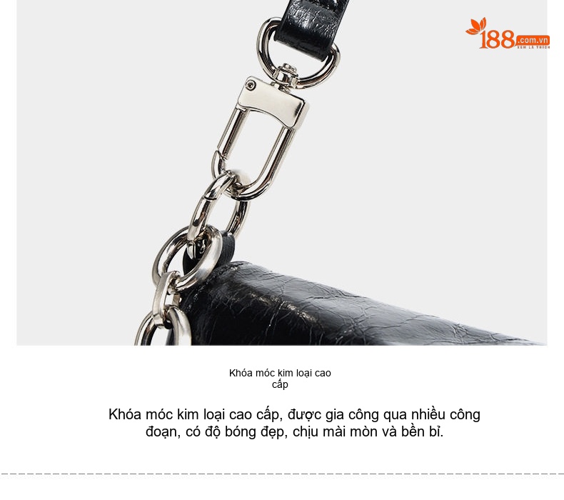 Túi Đeo Vai/Đeo Chéo Nữ Da Bò Bề Mặt Bóng Bẩy Khóa Kéo Kiểu Dáng Retro Màu Đen, Nâu, Trắng Kem chi tiết 11