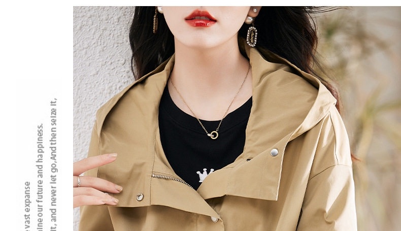 Áo Khoác Lửng Nữ Thiết Kế Thời Trang Dáng Ôm Có Mũ Trùm Đầu Màu Be chi tiết 20