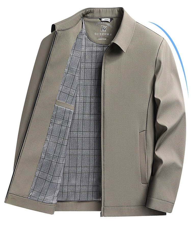 Áo Khoác Bomber Nam Cổ Bẻ Mỏng Phong Cách Công Sở Màu Xanh Navy, Xám, Đỏ chi tiết 6