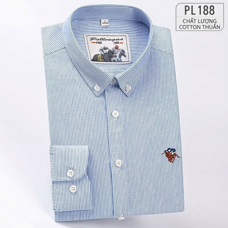 Áo Sơ Mi Tay Dài Nam Cotton Dáng Ôm Thời Trang Công Sở Màu Trắng, Xanh Dương, Hồng, Tím...