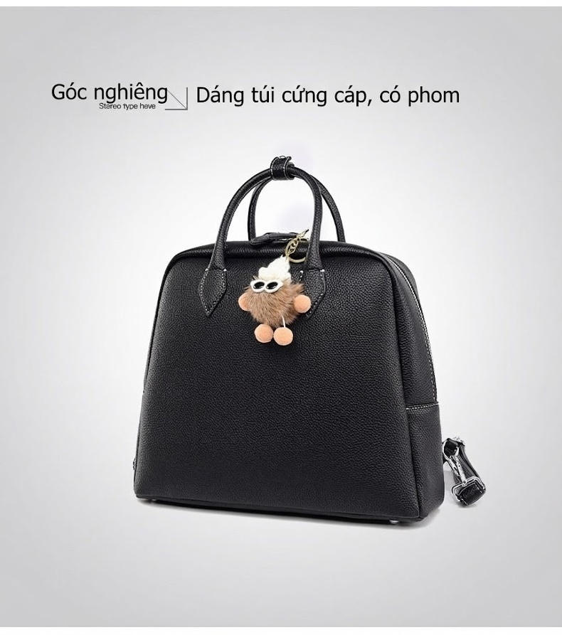 Balo Nữ Thời Trang Hàn Quốc Vải Mềm Đựng Laptop Có Tay Xách Màu Đen chi tiết 17