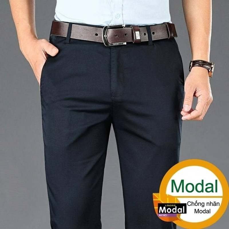 Quần Tây Nam Ống Đứng Modal Dáng Rộng Thoải Mái Phong Cách Doanh Nhân Màu Đen, Xám, Kem, Xanh Navy