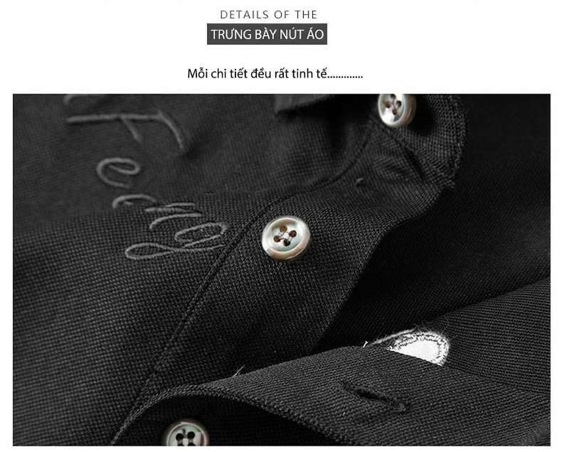 Áo Thun Polo Nam Cỡ Lớn Cotton Pima Tay Ngắn Mùa Hè Màu Đen, Nâu chi tiết 18