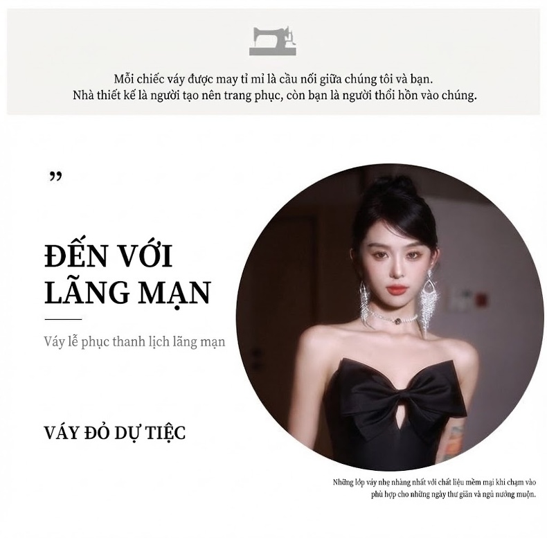 Váy Dạ Hội Nữ Dáng Dài Hở Vai Thắt Nơ Phong Cách Pháp Màu Đen chi tiết 1
