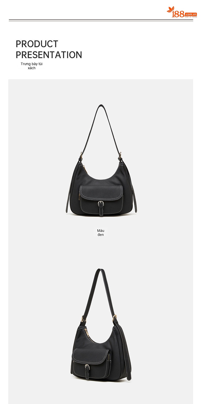 Túi Tote Da Bò Đeo Vai Nữ Sức Chứa Lớn Kiểu Dáng Saddle Màu Be, Đen chi tiết 29