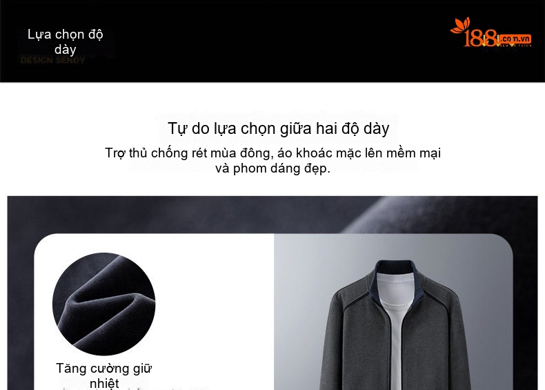 Áo Khoác Bomber Nam Cotton Khóa Kéo Cổ Đứng Phong Cách Thể Thao Màu Xám, Đen, Đỏ chi tiết 2