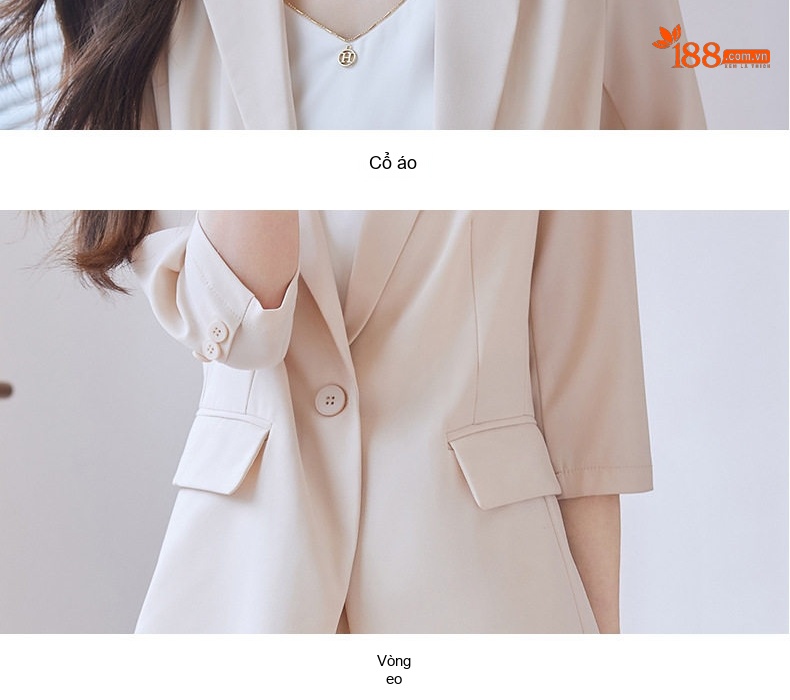 Áo Vest Blazer Nữ Tay Lỡ Dáng Ôm Vừa Vặn Phong Cách Hàn Quốc Màu Hồng, Kem, Xanh, Đen chi tiết 28
