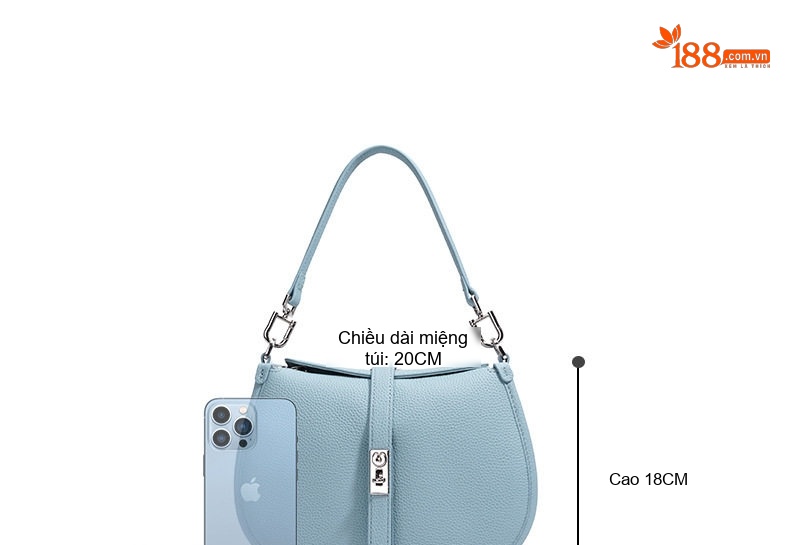 Túi Đeo Vai Nữ Da Mờ Dáng Trăng Khuyết Thiết Kế Tối Giản Màu Xanh, Trắng, Đen, Hồng... chi tiết 9