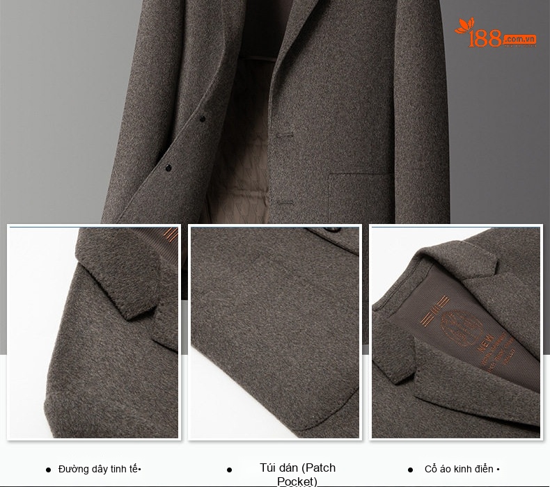 Áo Vest Nam Ngắn Tay Dài Dáng Ôm Vừa Vặn 100% Thuần Len Màu Xám chi tiết 3