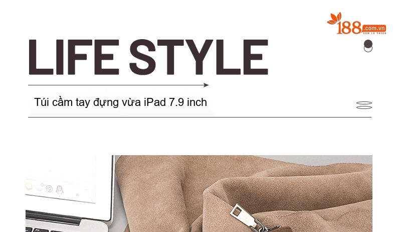Ví Cầm Tay Nam/Nữ Phong Cách Retro Da Mờ Màu Nâu chi tiết 6