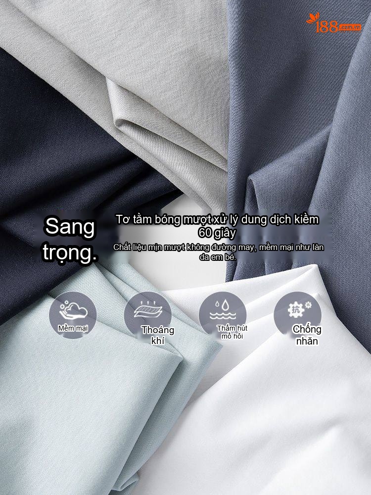 Áo Thun Dài Tay Nam Lụa Tằm Tự Nhiên Mỏng Mát Màu Trắng, Xám, Xanh, Đen