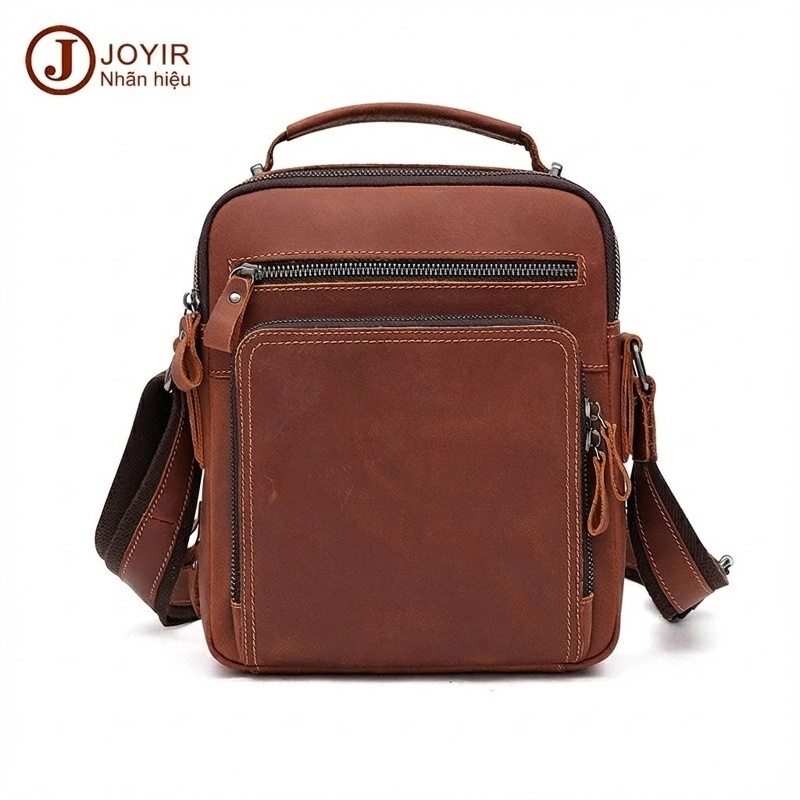 Túi Đeo Chéo Nam Da Bò Sáp Dầu Phong Cách Vintage chi tiết 4