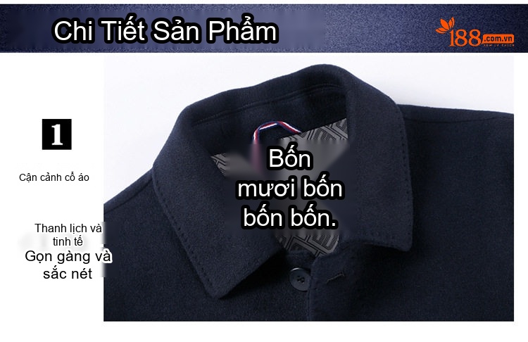 Áo Khoác Dạ Nam Lông Cừu Cao Cấp Dáng Vừa Vặn Màu Đen chi tiết 13