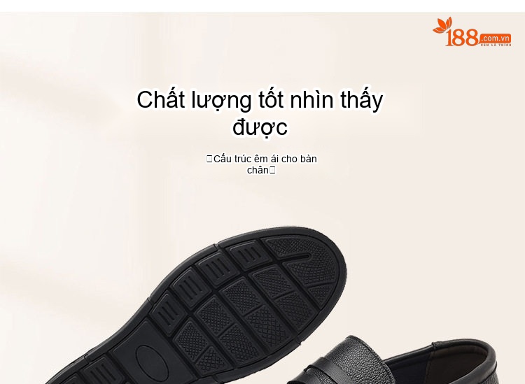 Giày Lười Nam Da Cừu Mềm Mại Thoải Mái Chiều Cao Đế Khoảng 2cm Màu Đen, Nâu chi tiết 3