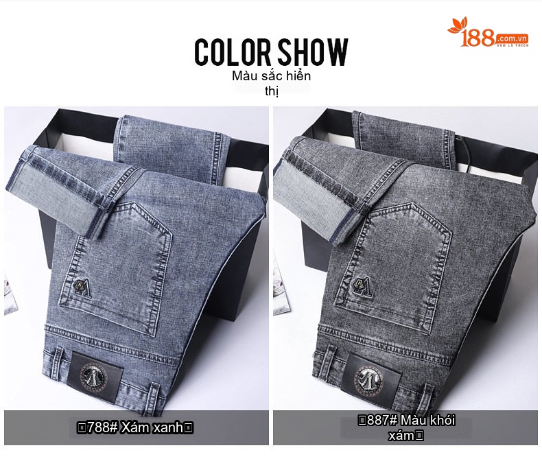 Quần Jean Nam Ống Đứng Dáng Rộng Co Giãn Nhẹ Phong Cách Casual Màu Xanh, Xám chi tiết 15