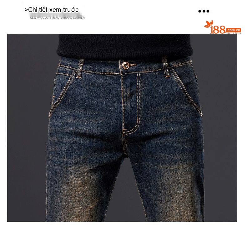 Quần Jean Nam Ống Đứng Vừa Vặn Phong Cách Retro Vải Denim Màu Xanh Dương chi tiết 23