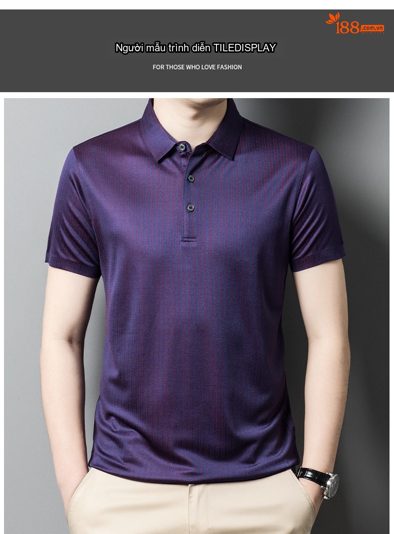 Áo Polo Nam Tay Ngắn Lụa Tằm Cao Cấp Cổ Bẻ Phong Cách Doanh Nhân Màu Xanh Navy, Tím Than chi tiết 8