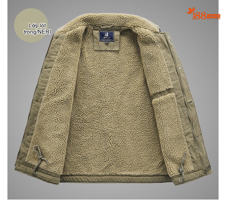 Áo Khoác Bomber Nam Lông Cừu Non Lót Lông Dày Dặn Kiểu Công Sở Màu Xanh Navy, Xanh Rêu chi tiết 15