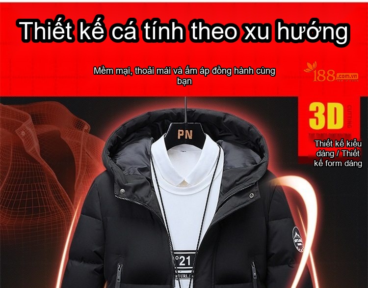 Áo Khoác Cotton Nam Dáng Dài Có Mũ Trùm Đầu Dày Dặn Giữ Ấm Phong Cách Thời Trang Màu Đen, Xanh Navy, Xanh Rêu chi tiết 3