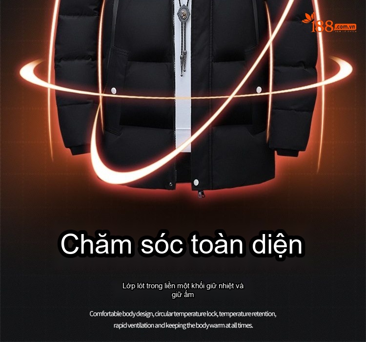Áo Khoác Cotton Nam Dáng Dài Có Mũ Trùm Đầu Dày Dặn Giữ Ấm Phong Cách Thời Trang Màu Đen, Xanh Navy, Xanh Rêu chi tiết 4