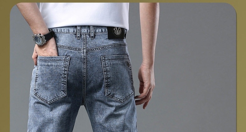 Quần Jean Nam Ống Đứng Dáng Rộng Co Giãn Nhẹ Phong Cách Casual Màu Xanh, Xám chi tiết 7