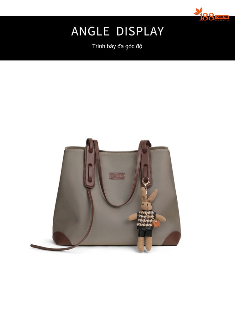 Túi Tote Nữ Vải Oxford Đựng Laptop Công Sở Dung Tích Lớn Màu Xám, Nâu chi tiết 6