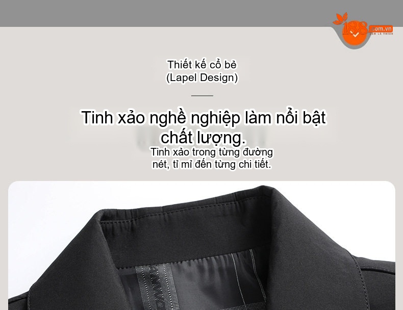 Áo Khoác Nam Cổ Bẻ Phong Cách Doanh Nhân Màu Xanh Đen, Đen chi tiết 8