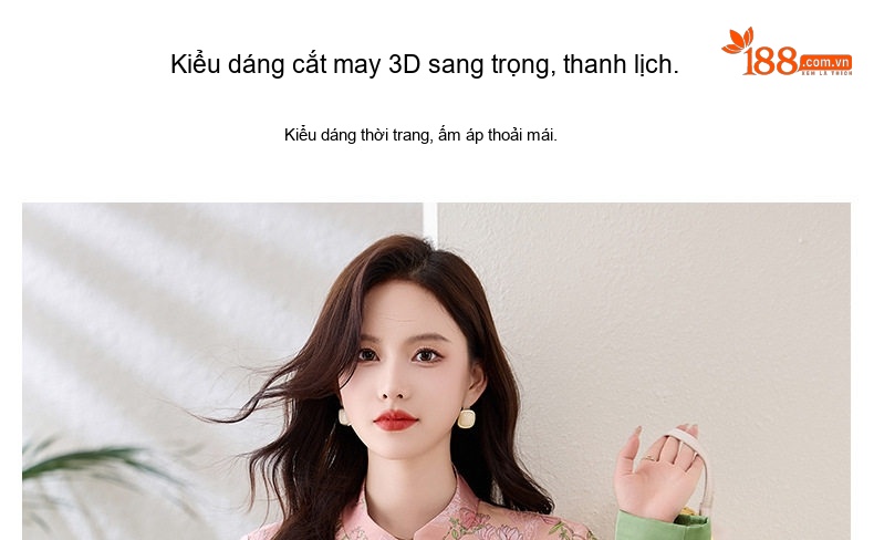 Áo Khoác Phao Nữ In Họa Tiết Cổ Điển Khuy Cài Phong Cách Trung Hoa chi tiết 2