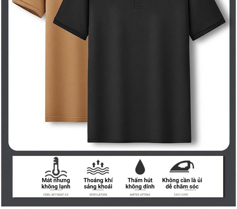 Áo Thun Polo Nam Cỡ Lớn Cotton Pima Tay Ngắn Mùa Hè Màu Đen, Nâu chi tiết 2