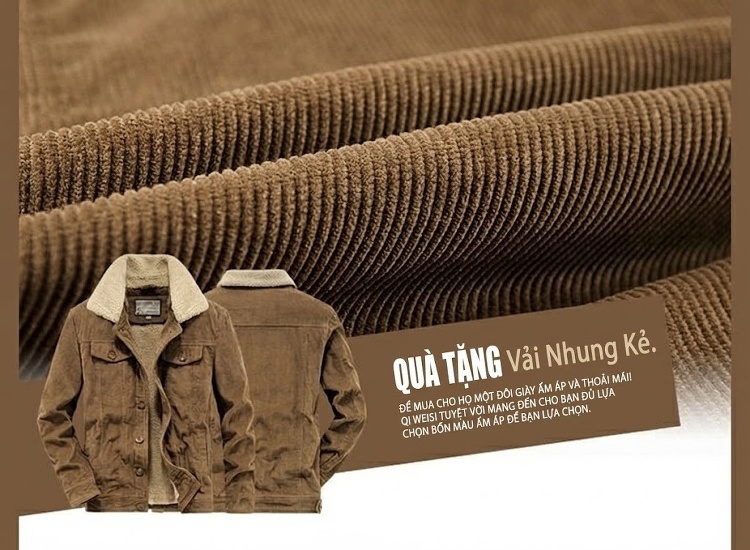 Áo Khoác Bông Nam Cổ Lông Cừu Non Vải Cotton Dày Dặn Màu Nâu, Đen, Xám chi tiết 15