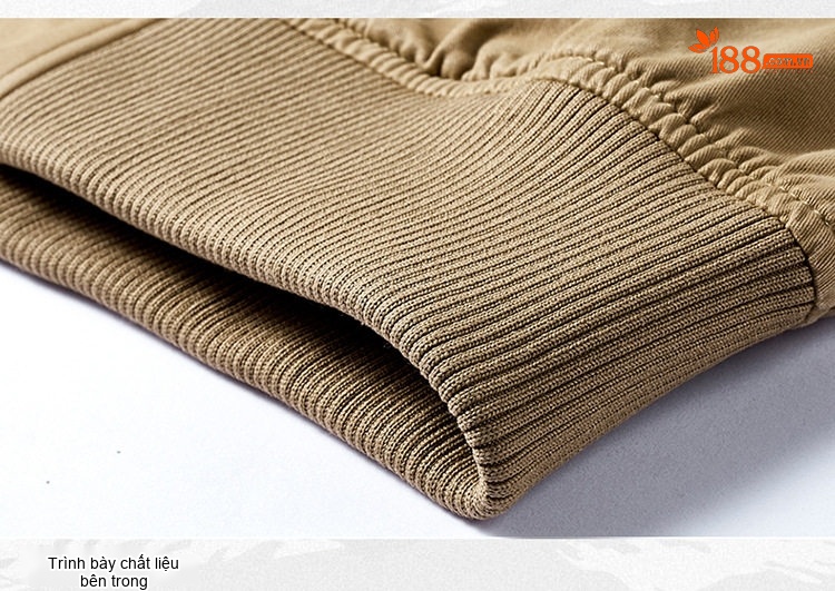 Áo Khoác Bomber Nam Vải Cotton Giặt Nước Cổ Bóng Chày Màu Xanh Olive, Đen, Xanh Navy, Be chi tiết 24