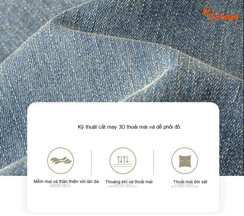 Quần Jean Nam Ống Suông Cotton Co Giãn Màu Xanh Vintage chi tiết 9