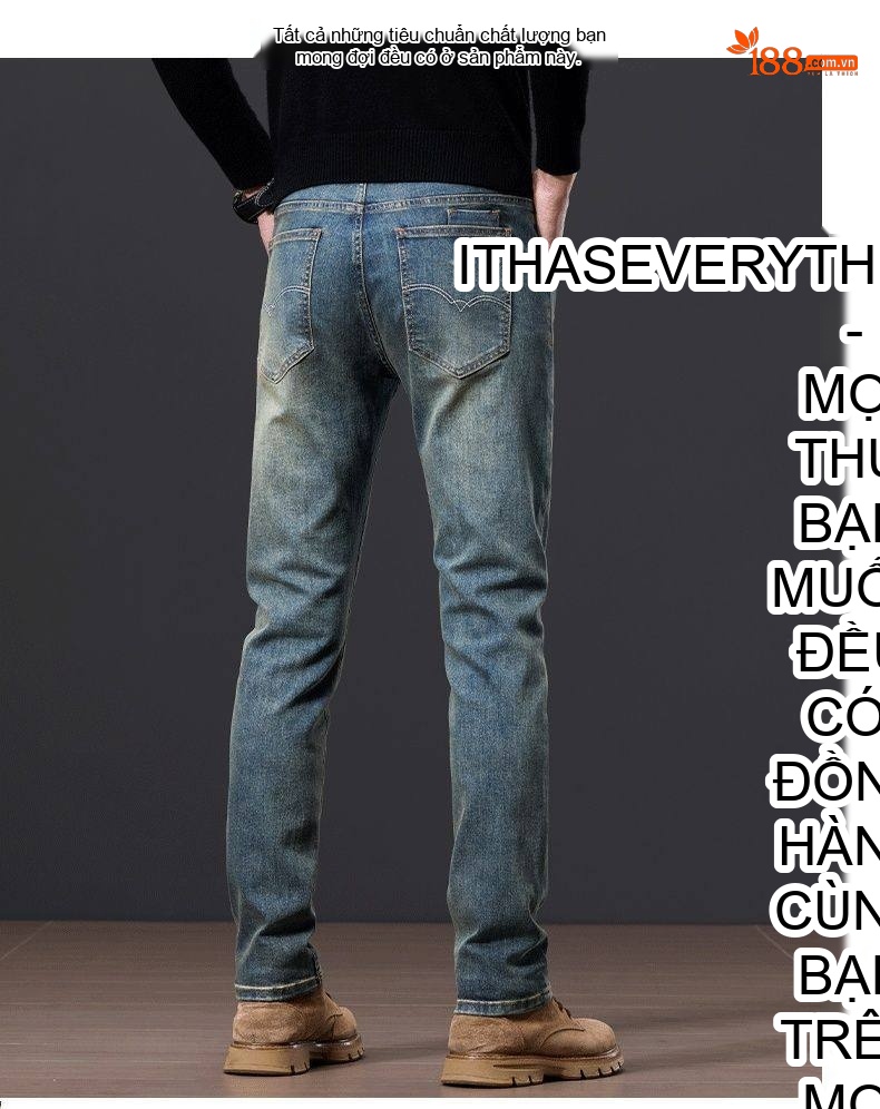 Quần Jean Nam Ống Đứng Vừa Vặn Phong Cách Retro Vải Denim Màu Xanh Dương chi tiết 22