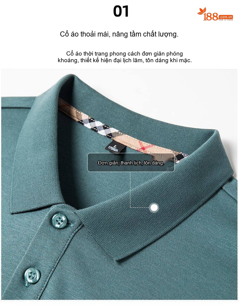 Áo Polo Nam Dài Tay Cao Cấp Kháng Khuẩn 5A Chất Liệu Cotton, Modal Màu Đen, Xanh Navy, Xanh... chi tiết 3