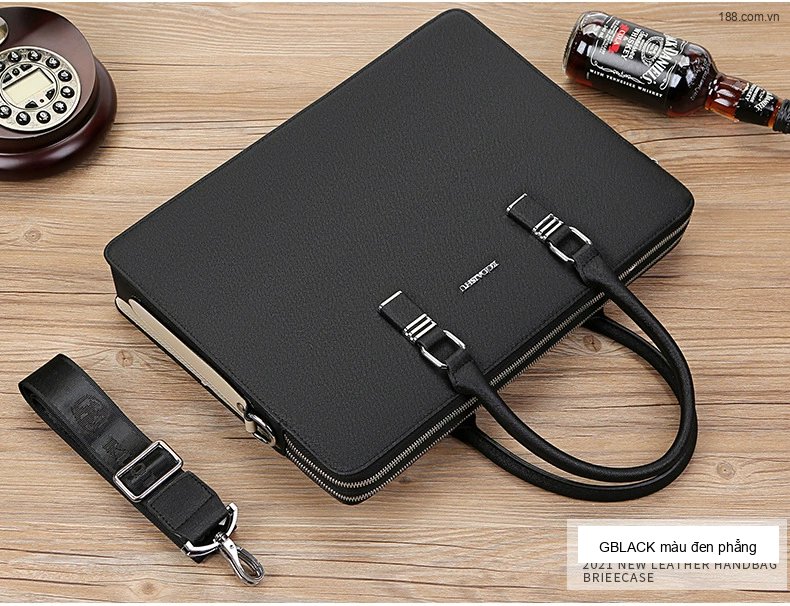 Túi Xách Tay Nam Công Sở Da Mờ Đeo Chéo Đựng Laptop Màu Đen chi tiết 16
