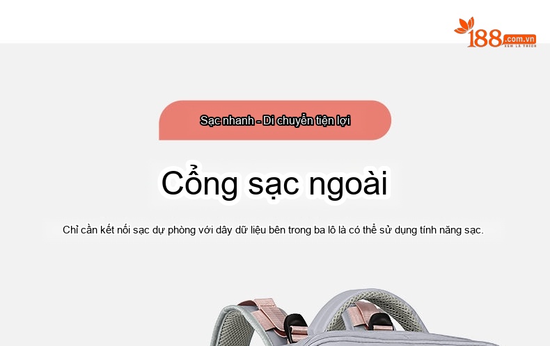 Balo Đa Năng Nữ Chống Thấm Nước, Chia Ngăn Ướt Khô, Dung Tích Lớn Màu Xám, Xanh chi tiết 4