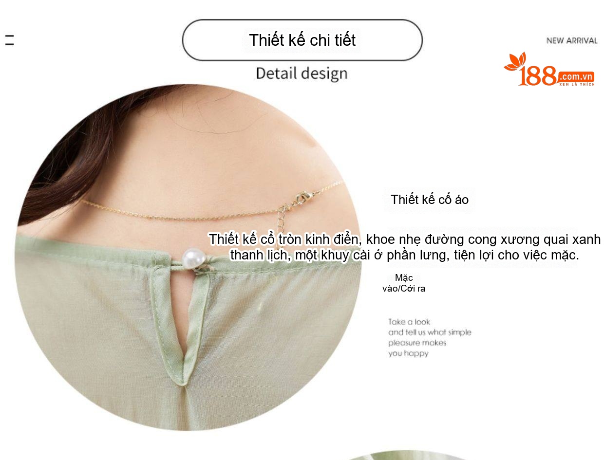 Váy liền thân Nữ Tay Phồng dáng chữ A Chiết Eo Thon Gọn Màu Xanh Lá, Hồng, Vàng Be chi tiết 7