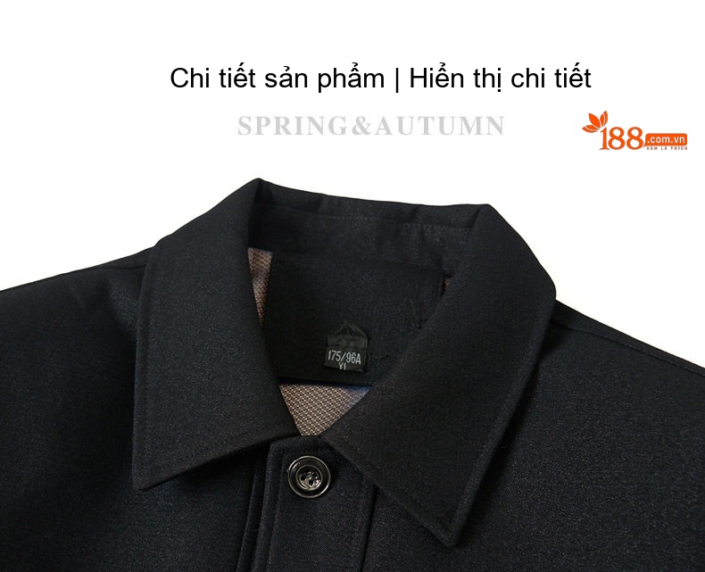 Áo Khoác Nam Cổ Bẻ Cài Nút Kiểu Dáng Business Casual Màu Đen, Xanh Navy chi tiết 10